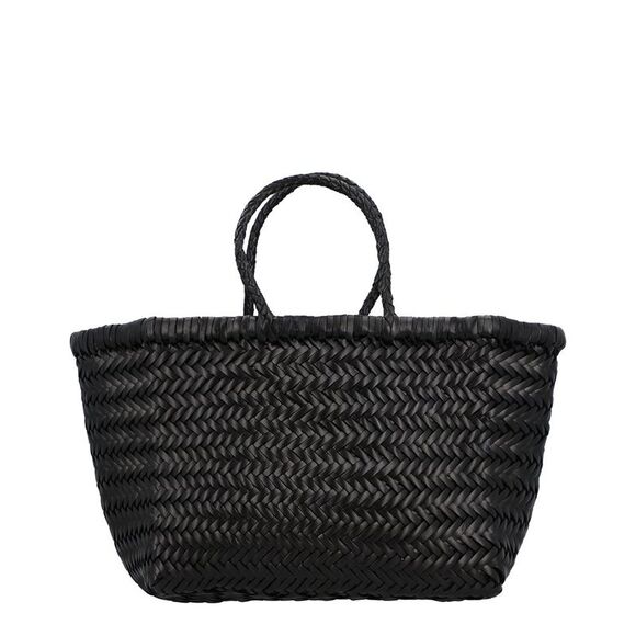 Dragon Diffusion Handbags - Dragon Diffusion Black Woven Straw Tote